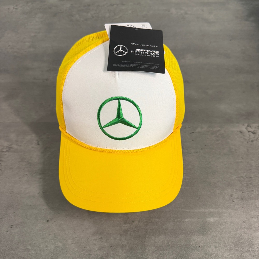 Lewis Hamilton Mercedes Petronas‎ Trucker Snapback Hat Yellow Silverstone F1 Cap